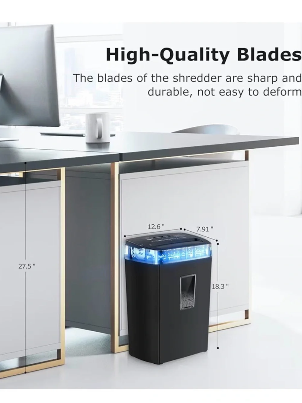 Black Paper Shredder with Waste Window - Home Office